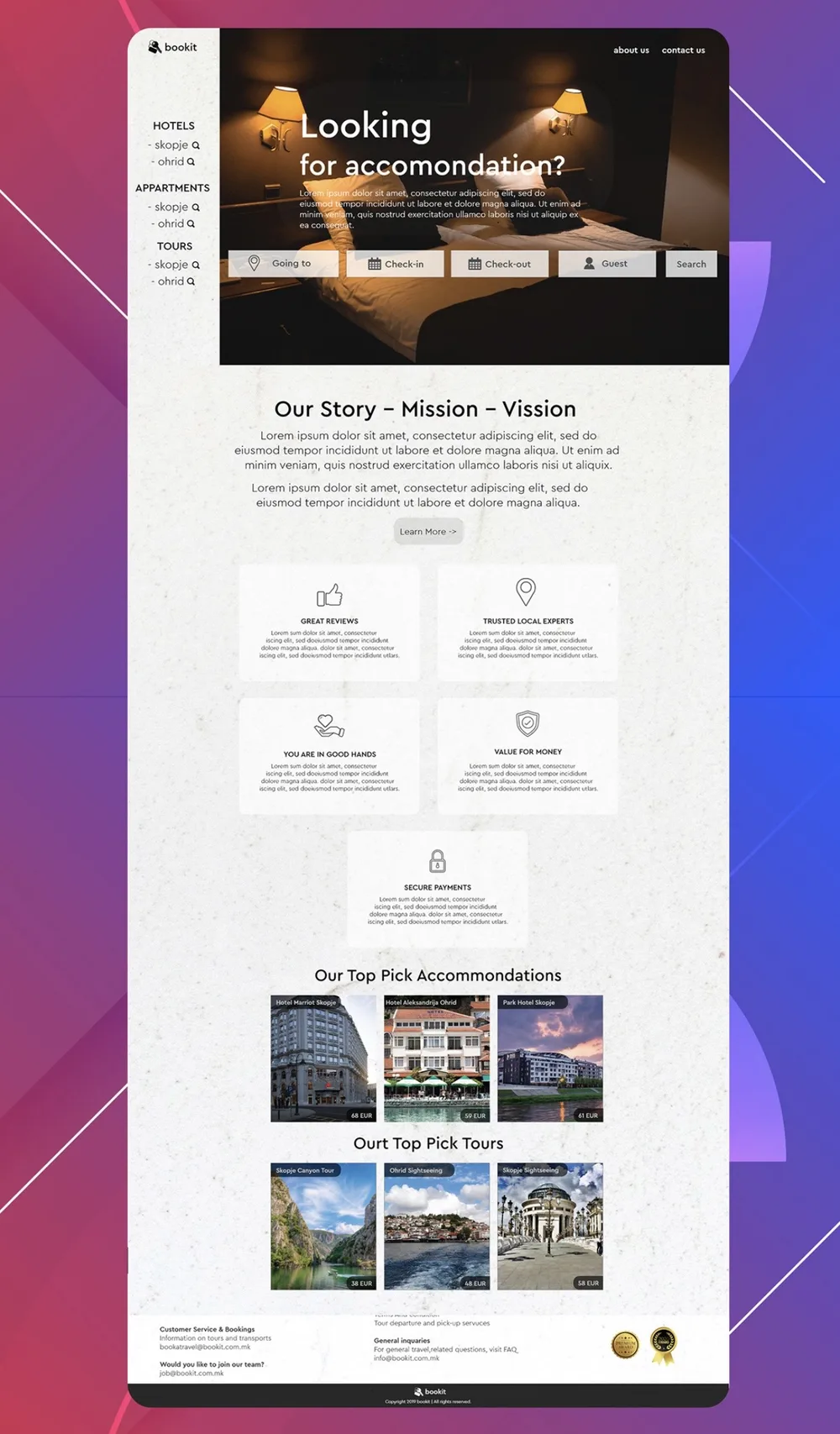 bookit homepage design