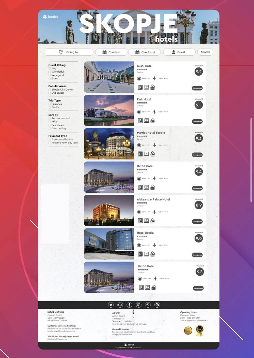 bookit Skopje hotels listing